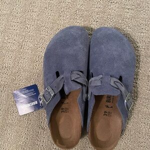 Boston Braid Birkenstock - Blue Suede